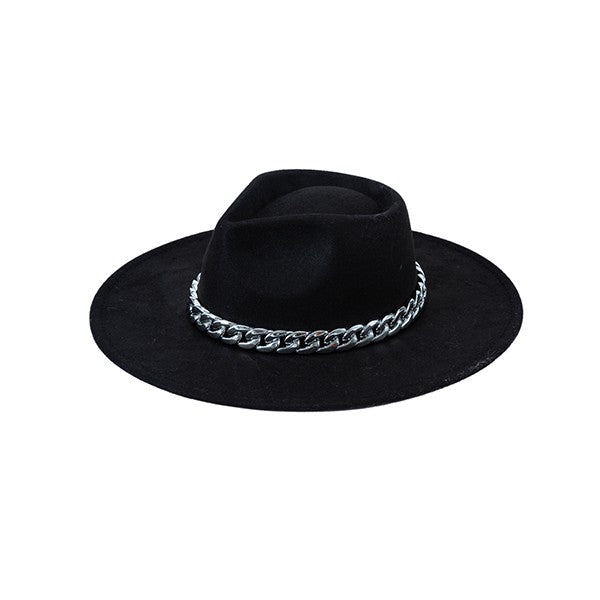 Chunky Chain Iconic Felt Fedora Chunky Chain Iconic Felt Fedora Red Burgundy Beige Artinini  main image 4