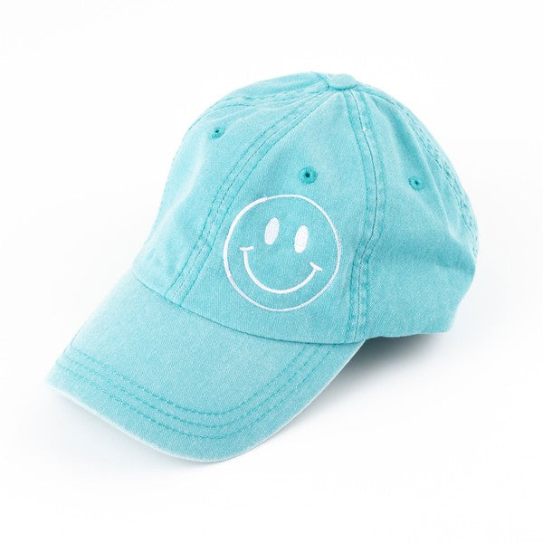 Embroidered Smiley Face Outline Canvas Hat