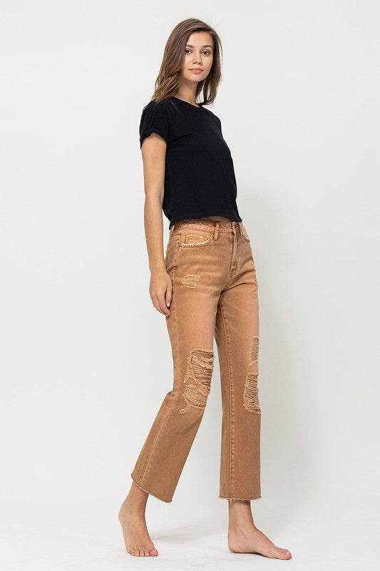 High-RIse Straight Crop Jeans