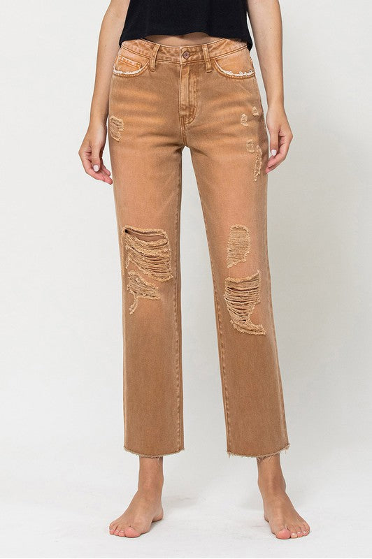 High-RIse Straight Crop Jeans