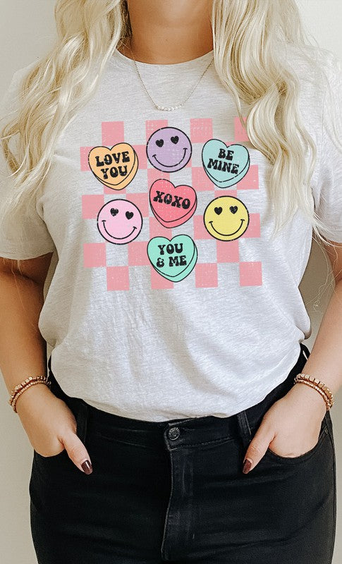 Valentines Heart Candy Checker Graphic Tee