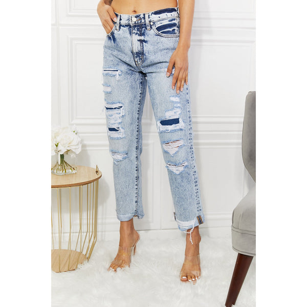 Kancan Kendra High Rise Distressed Straight Jeans
