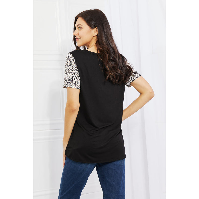 Heimish Full Size Animal Print Contrast Top