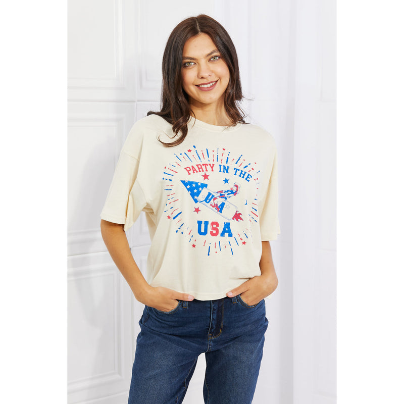 mineB Party In The USA Graphic Crop Top