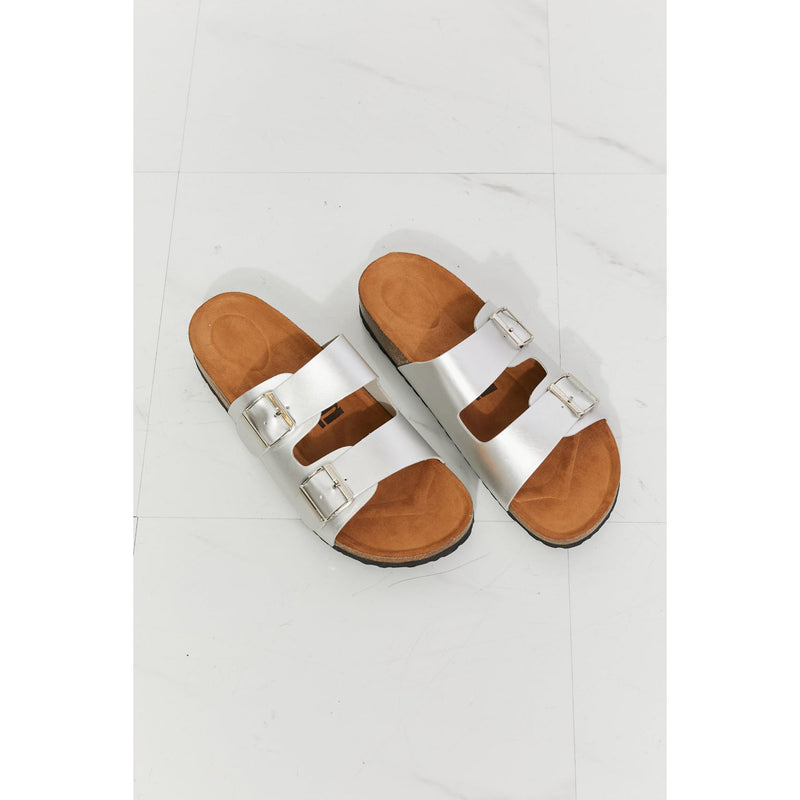 MMShoes Best Life Double-Banded Slide Sandal in Silver