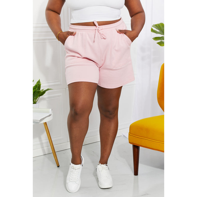 Zenana Full Size Morning Routine Cotton Drawstring Shorts