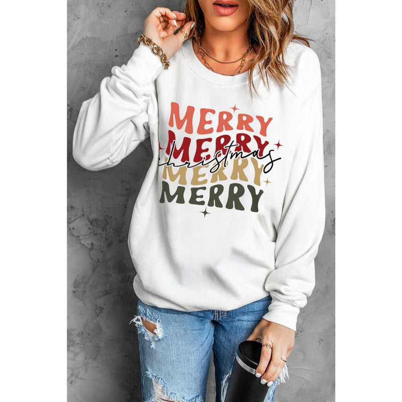 MERRY CHRISTMAS Letter Graphic Sweatshirt - Courageous & Confident Club