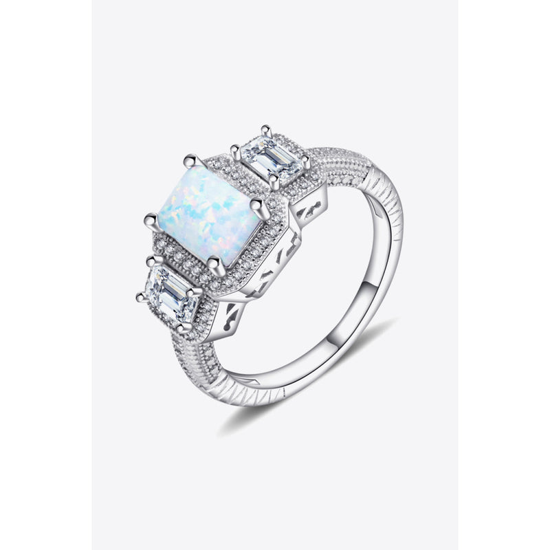 925 Sterling Silver Square Opal Ring
