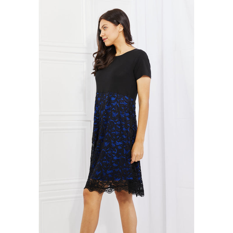 Yelete Full Size Contrasting Lace Midi Dress