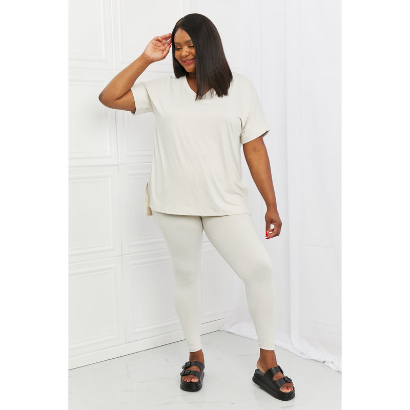 Zenana Self Love Full Size Brushed DTY Microfiber Lounge Set in Bone