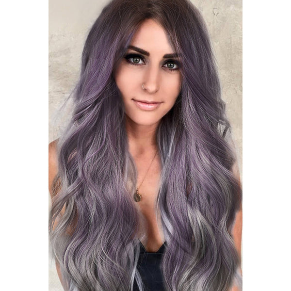 Elegant Wave Full Machine Synthetic Wigs in Purple 26''