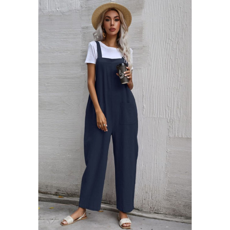 Wide Leg Overalls with Front Pockets
