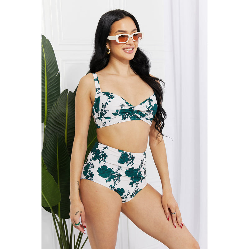 Marina West Swim Take A Dip Twist High-Rise Bikini in Forest