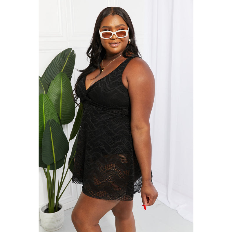 Full Size Twist Front Sleeveless Swim Dress