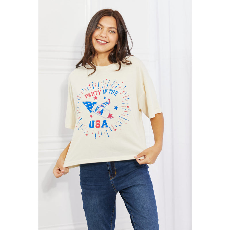mineB Party In The USA Graphic Crop Top