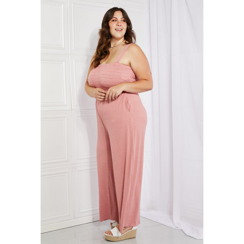 Zenana Only Exception Full Size Striped Jumpsuit