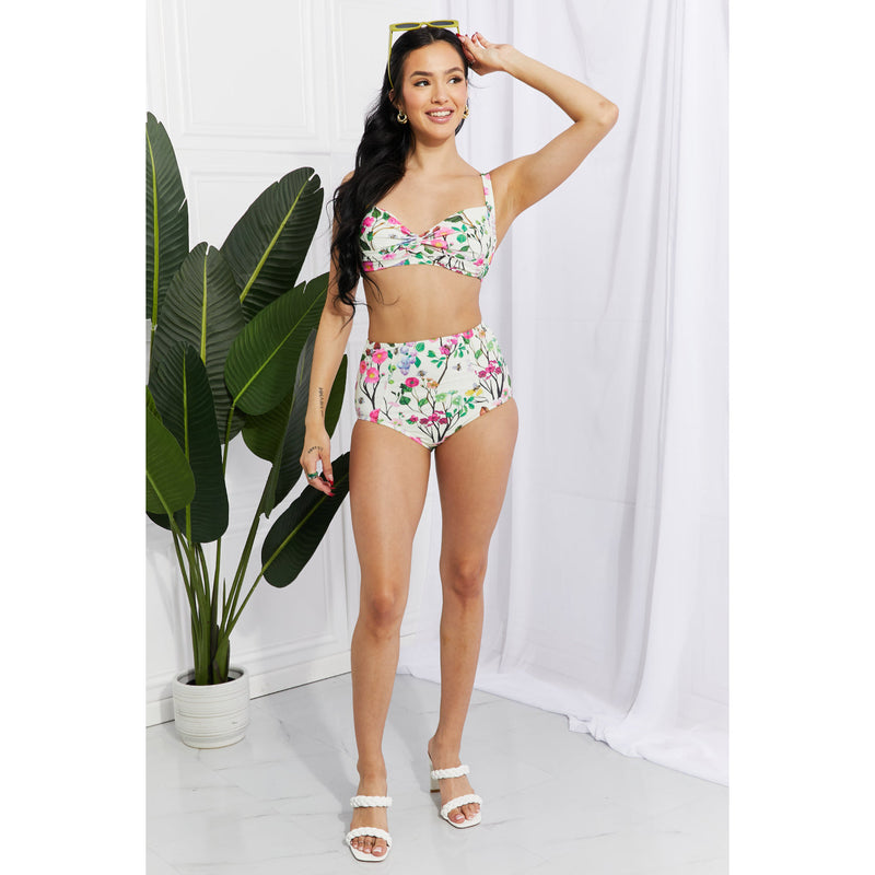 Marina West Swim Take A Dip Twist High-Rise Bikini in Cream