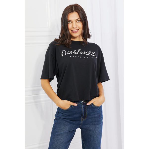 mineB Nashville Music City Graphic Crop Top