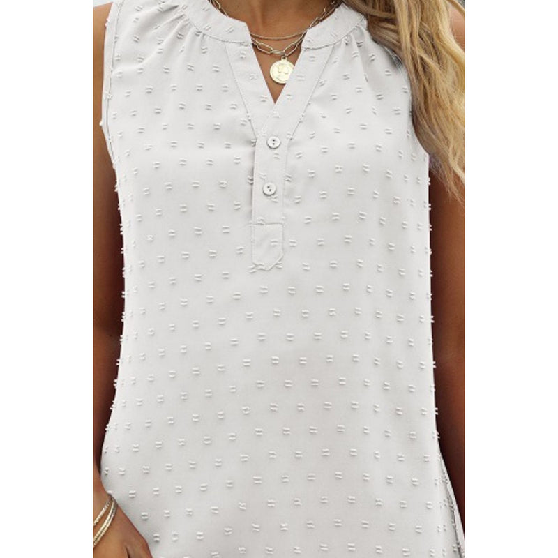 Swiss Dot Notched Neck Tank