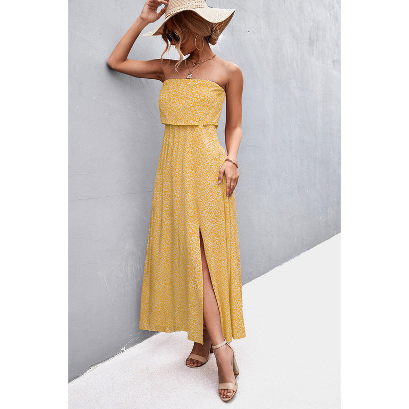 Strapless Split Maxi Dress