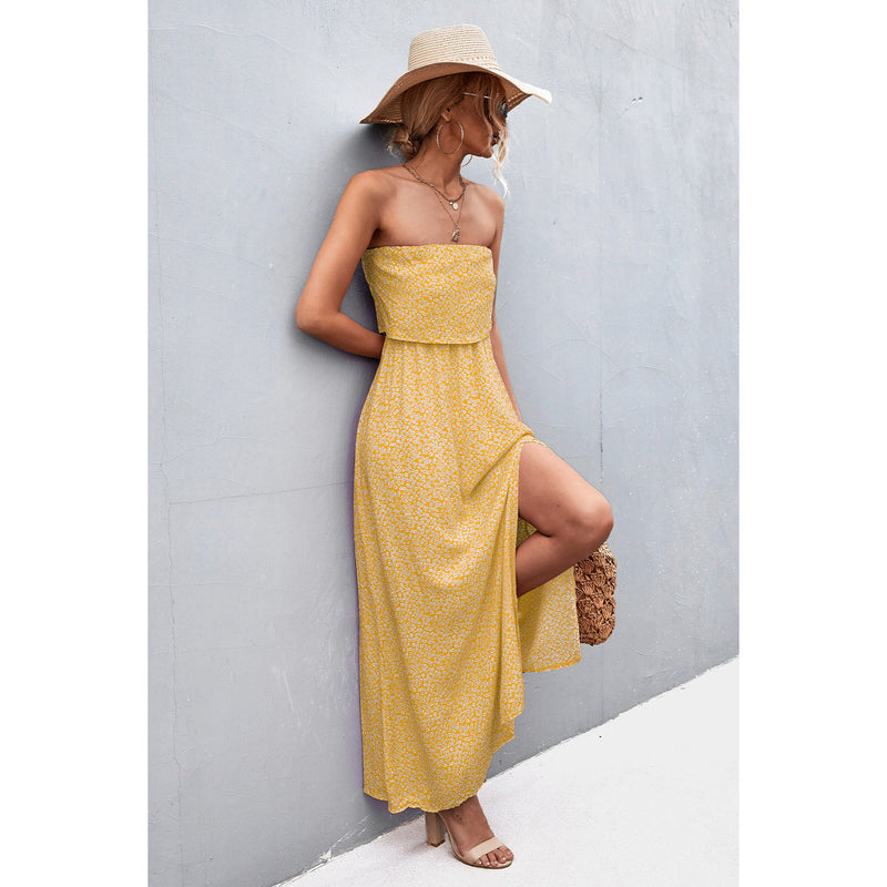 Strapless Split Maxi Dress