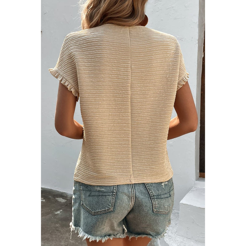 Textured Round Neck Short Sleeve Top