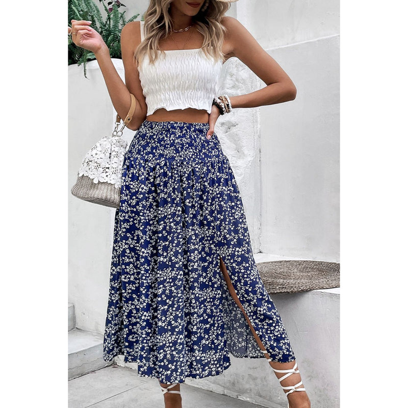 Ditsy Floral Slit High Waist Skirt