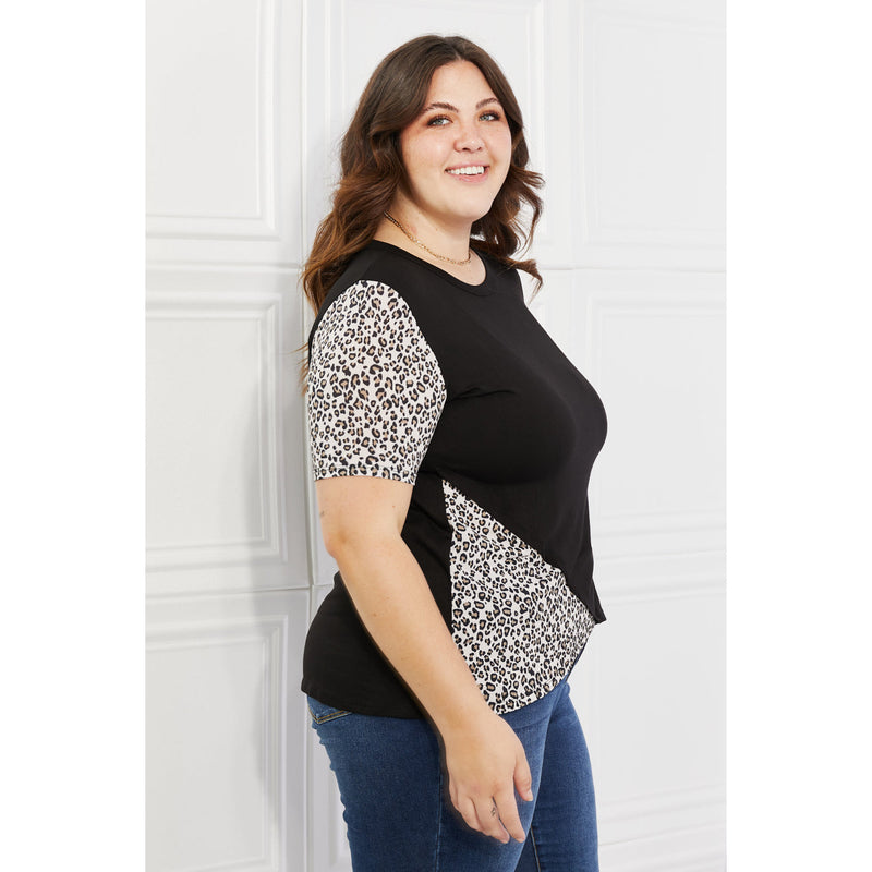 Heimish Full Size Animal Print Contrast Top