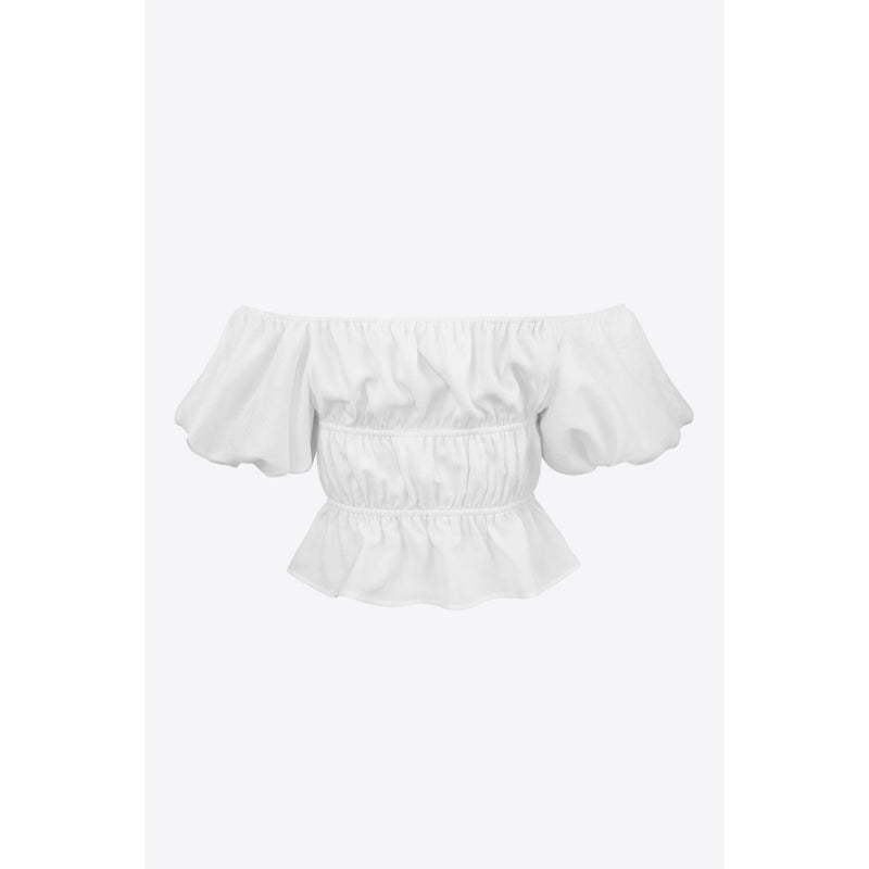 Square Neck Balloon Sleeve Cropped Blouse