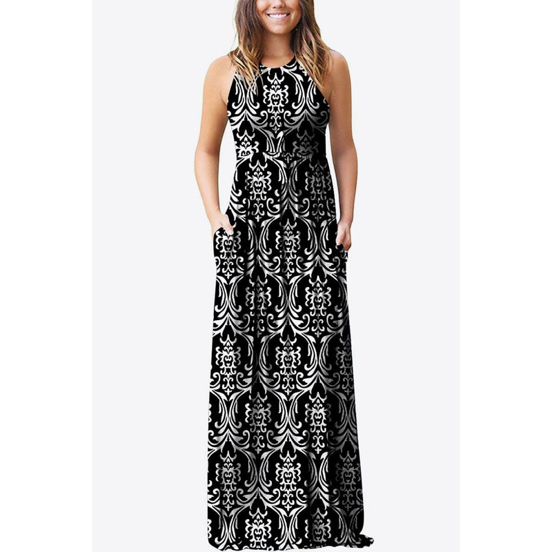 Empire Waist Sleeveless Dress with Pockets
