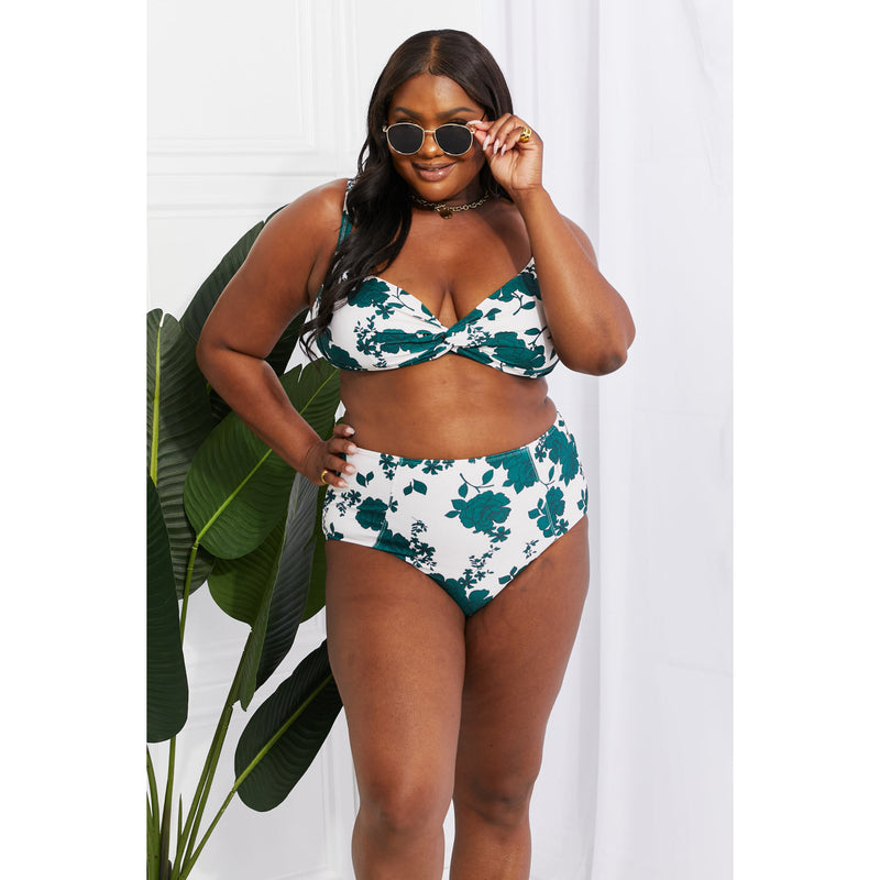 Marina West Swim Take A Dip Twist High-Rise Bikini in Forest