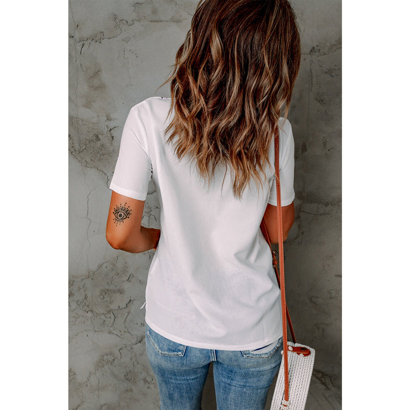 Floral Embroidery V-Neck Top