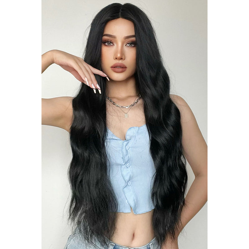 Full Machine Long Wave Synthetic Wigs 28''