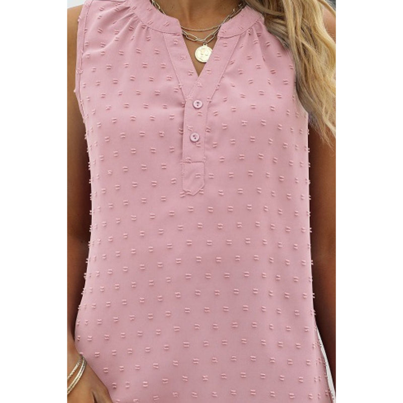 Swiss Dot Notched Neck Tank