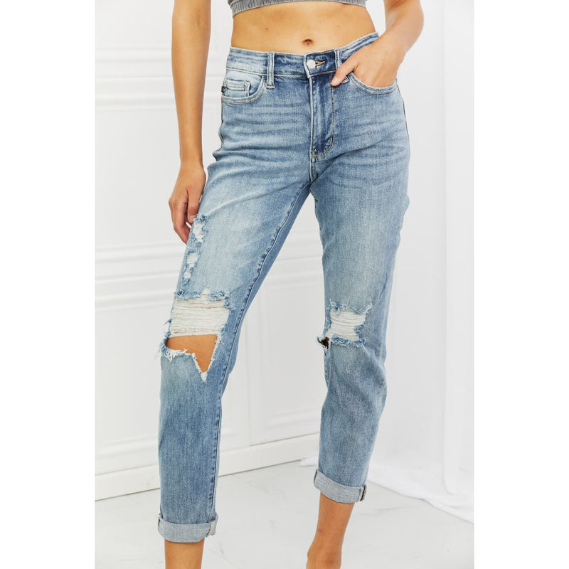 Judy Blue Malia Full Size Mid Rise Boyfriend Jeans