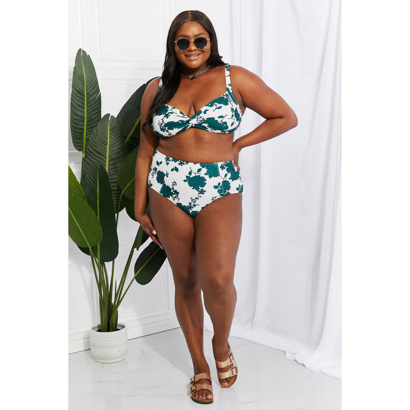 Marina West Swim Take A Dip Twist High-Rise Bikini in Forest