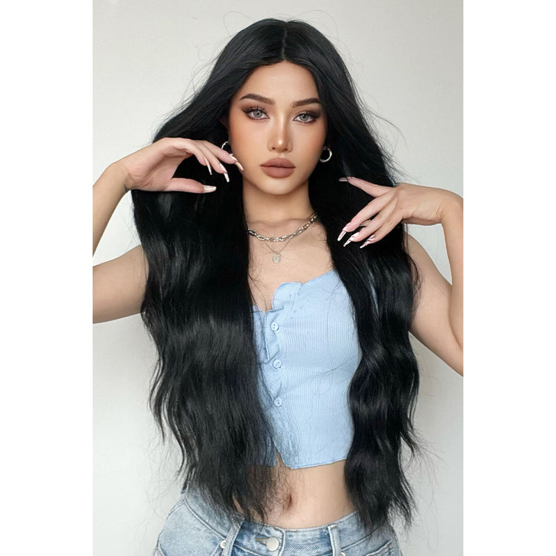 Full Machine Long Wave Synthetic Wigs 28''