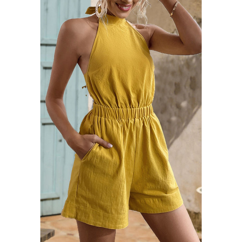 Halter Neck Tie Back Romper