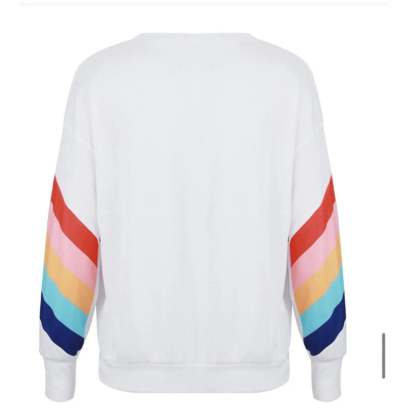 Rainbow Ribbon Stripe Soft Knit Pullover Top She & Sho