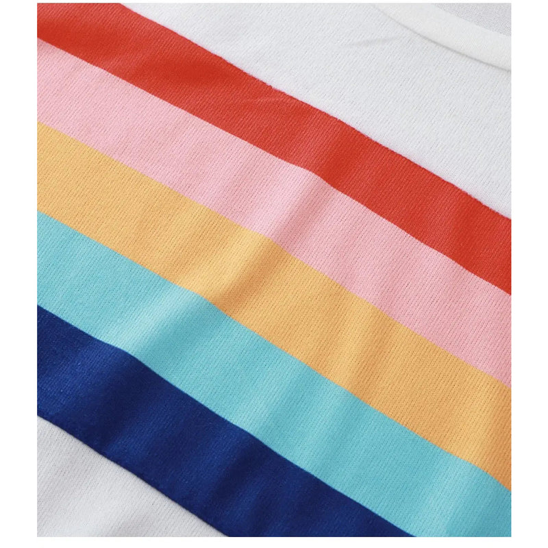 Rainbow Ribbon Stripe Soft Knit Pullover Top She & Sho