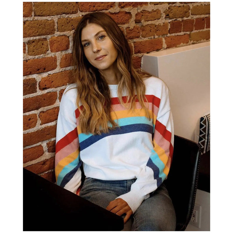 Rainbow Ribbon Stripe Soft Knit Pullover Top She & Sho