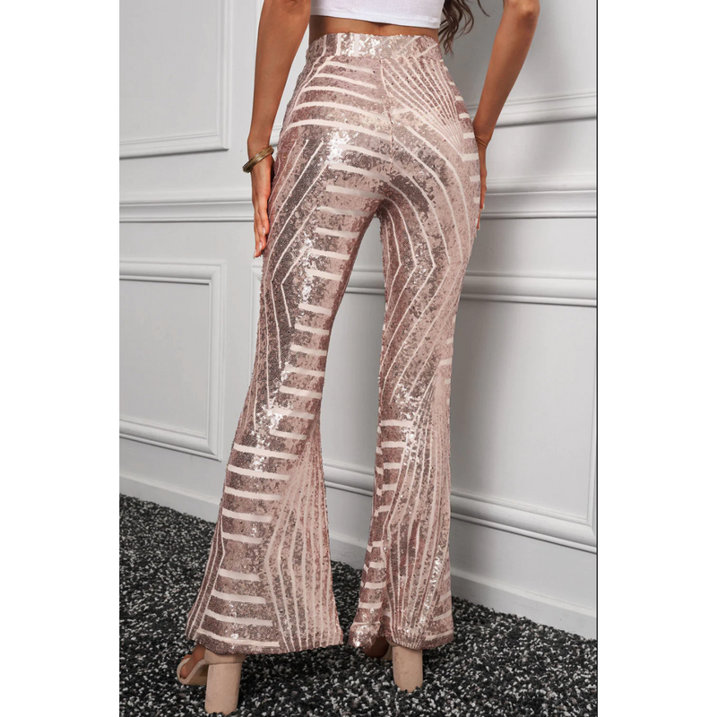 Show Stopper Sequin & Mesh Bell Bottom Pants She & Sho