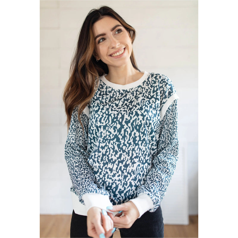 Tia Snow Leopard Pullover Sweatshirt She & Sho