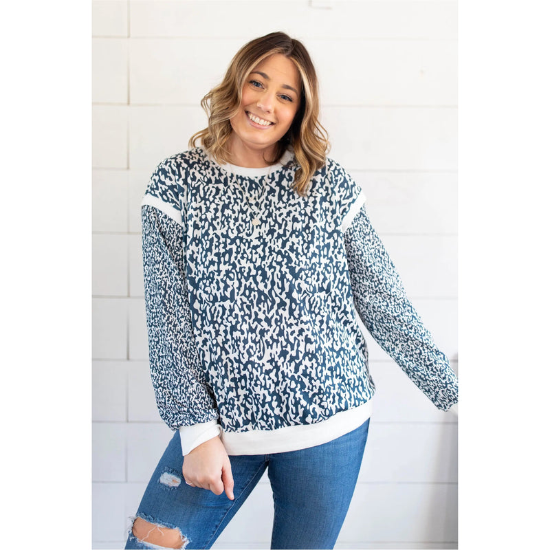 Tia Snow Leopard Pullover Sweatshirt She & Sho