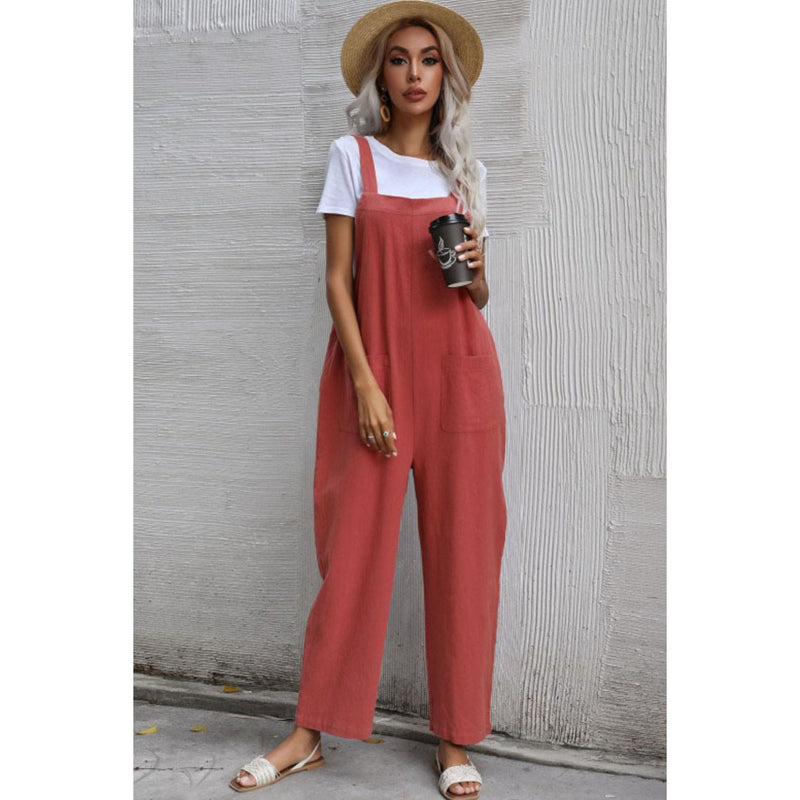 Wide Leg Overalls with Front Pockets