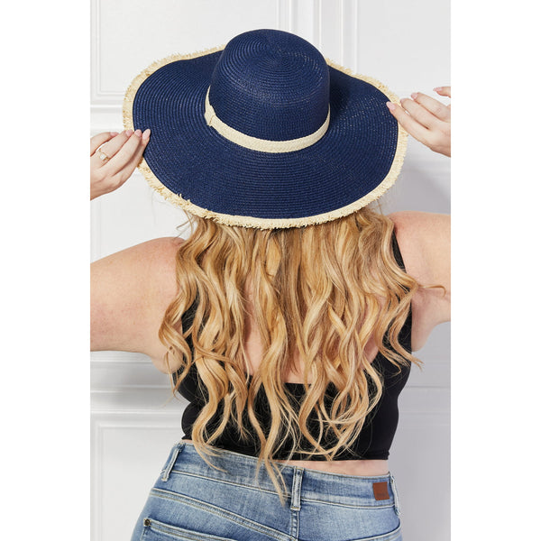 Justin Taylor Bring Me Back Sun Straw Hat in Navy