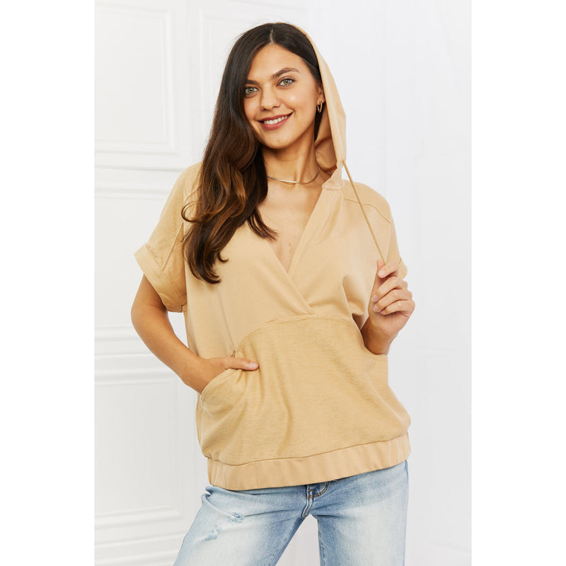 HEYSON Relaxed Vibe Full Size Short Sleeve  Hoodie