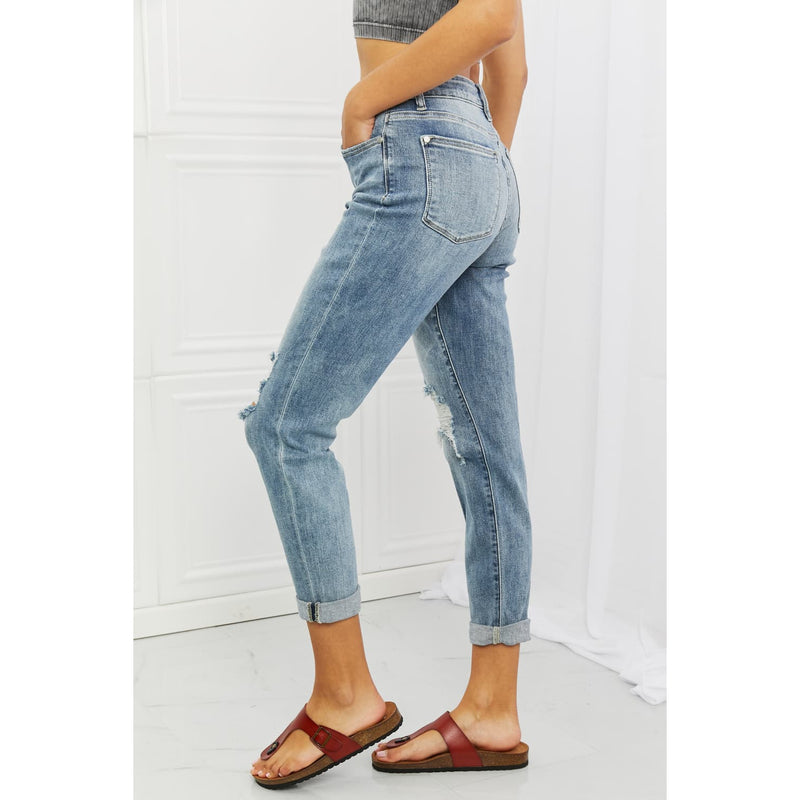 Judy Blue Malia Full Size Mid Rise Boyfriend Jeans
