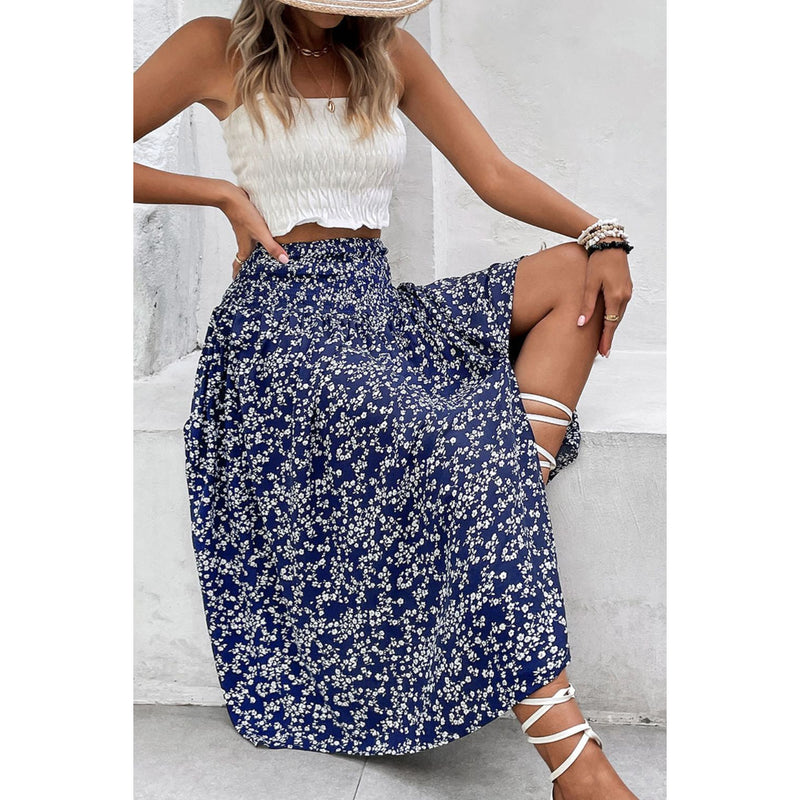 Ditsy Floral Slit High Waist Skirt