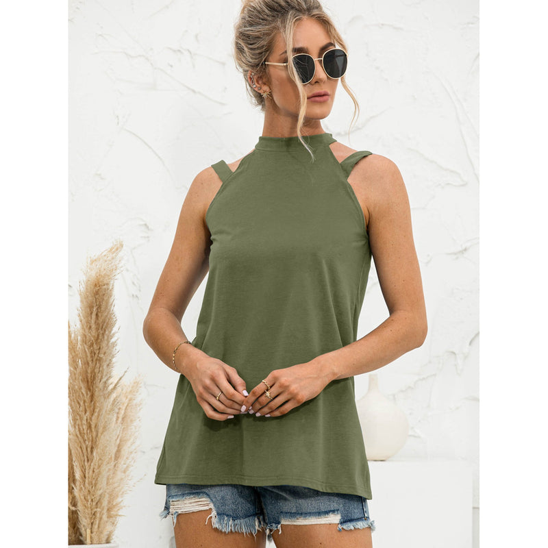 Cutout Mock Neck Tank